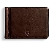 Vaultskin Brompton Slim Leather Wallet for Men with Money Clip - Minimalist Front Pocket Card Holder, 8 Pockets for Cards & Cash (Brown)