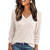 AUTOMET Womens V Neck Long Sleeve Shirt Fall Fashion Tops Tunic Dressy Casual Sweater Clothes Cute Trendy Work Outfits 2026