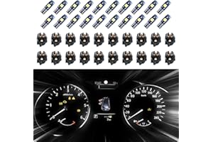 Kutyun 20Pcs T5 LED Lights for Car Dashboard, T5 37 74 LED Bulb with Twist Lock Socket, Super Bright PC74 PC37 Light Replacement for Instrument Cluster Dashboard Panel Gauge Indicator (White)