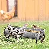 SOFE Poultry Feeder Galvanized Metal Chicken Feeder Set of 2 | Farmhouse Chicken Picnic Table Feeder, Chicken Planter, Decorative Galvanized Tray Trough Shaped, 15 and 13 Inches Long
