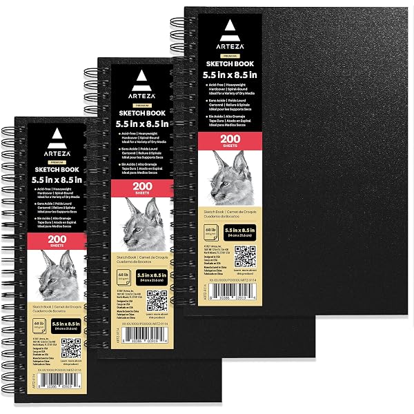 Amazon.com: ARTEZA Spiral Sketch Book 5.5x8.5 Drawing Pad 3 Pack