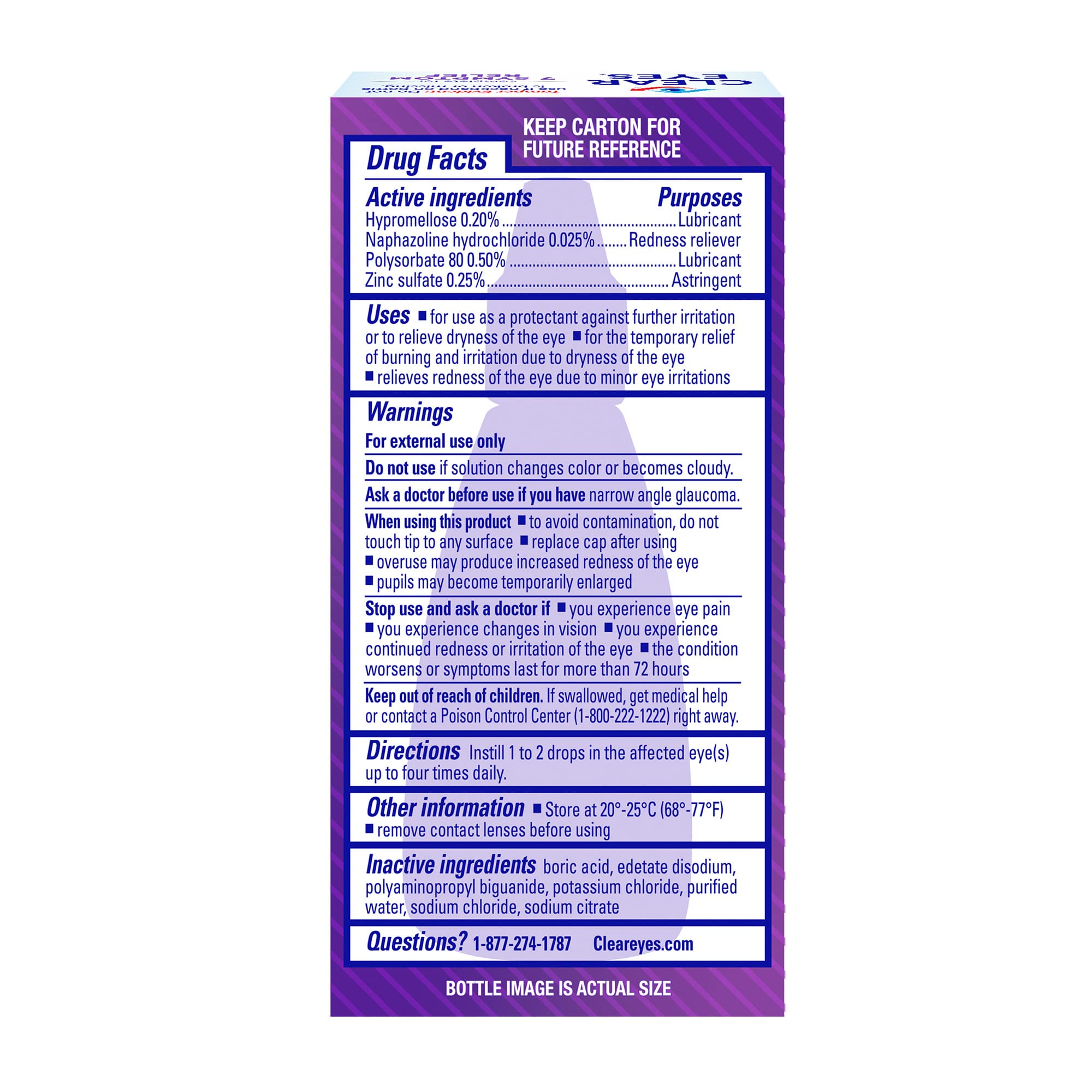 Clear Eyes 7 Symptom Relief Eye Drops, 0.5 Fl Oz