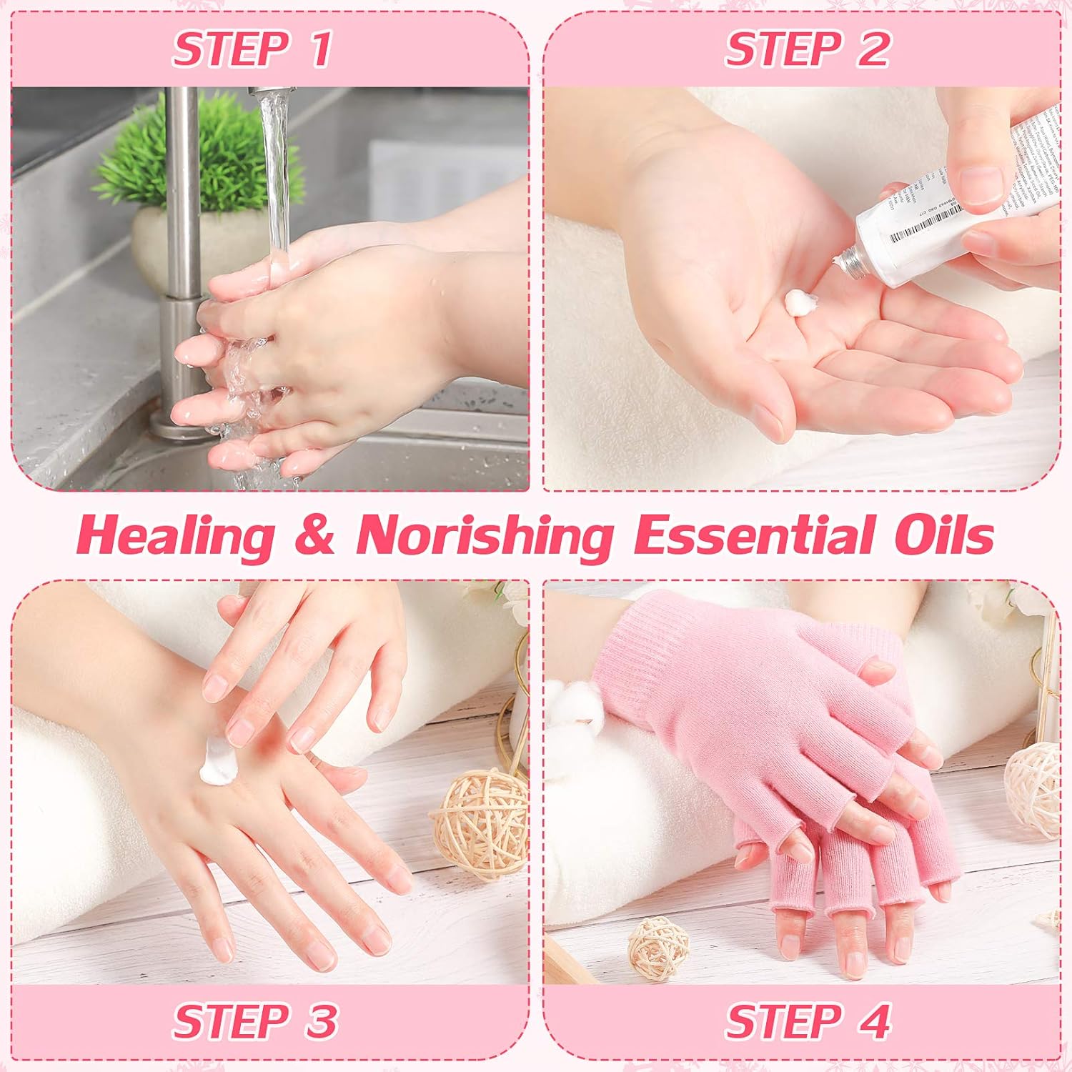5 Pairs Moisturizing Gloves Fingerless Moisturizing Gloves Soft Moisturizing Gel Gloves for Dry Rough and Cracked Hands, Gel Spa Gloves Gel Lining Gloves for Softening Dry Cracked Hand Skin : Beauty