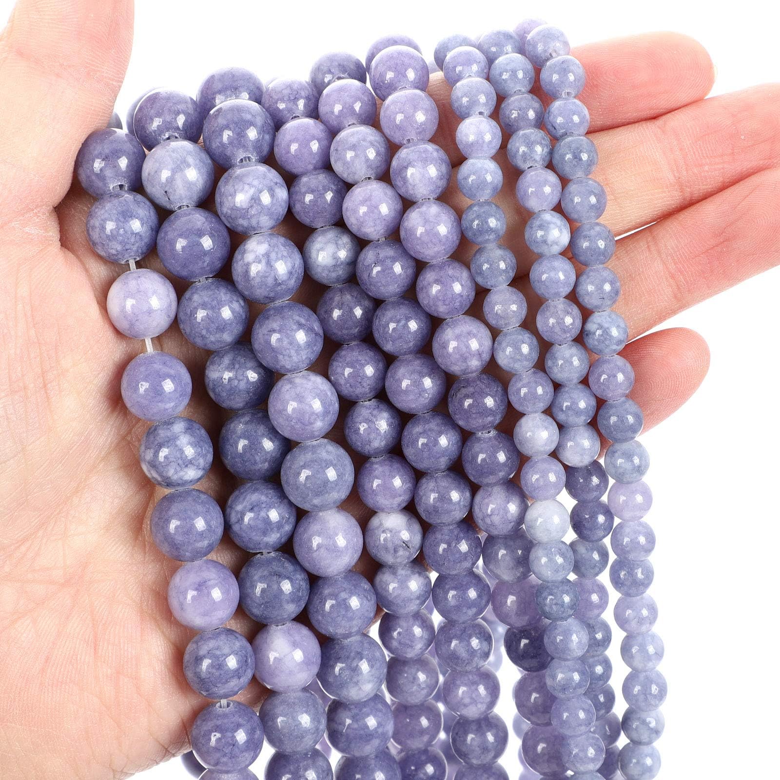 45pcs 8mm Lavender Natural Stone Beads for Jewelry Making,Energy Stone Healing Power, Enjoy DIY Fun