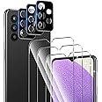 QHOHQ 3 Pack Screen Protector for Samsung Galaxy A32 5G/M32 5G (Not fit A32 4G＆M32 4G) with 3 Pack Camera Lens Protector, HD Tempered Glass Film, 9H Hardness, Anti-Scratch, Easy Install, Case Friendly
