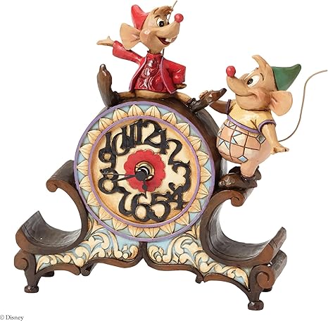 Amazon Co Jp Jim Shoreによるディズニートラディション シンデレラ ジャクとガスの時計 ストーン樹脂製置物 7インチ ホーム キッチン