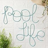 Wesiti 2 Pcs Pool Life Pool Sign Metal Wall Art Decor Outside Funny Decor Swimming Decorations Outdoor Summer Beach Patio Tropical Seaside Letter Wire Art Wall Home Bathroom Holiday