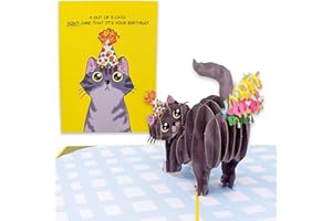 Dirty Pop Cards,Purr-fect Pop Up Birthday Card, 3D Cat Farting Confetti Funny Birthday Card, Cat Mom or Dad Bday Popup Cards for Husband, Wife, Friend, and Every Cat Lover, 1 Notepaper, 1 Envelope