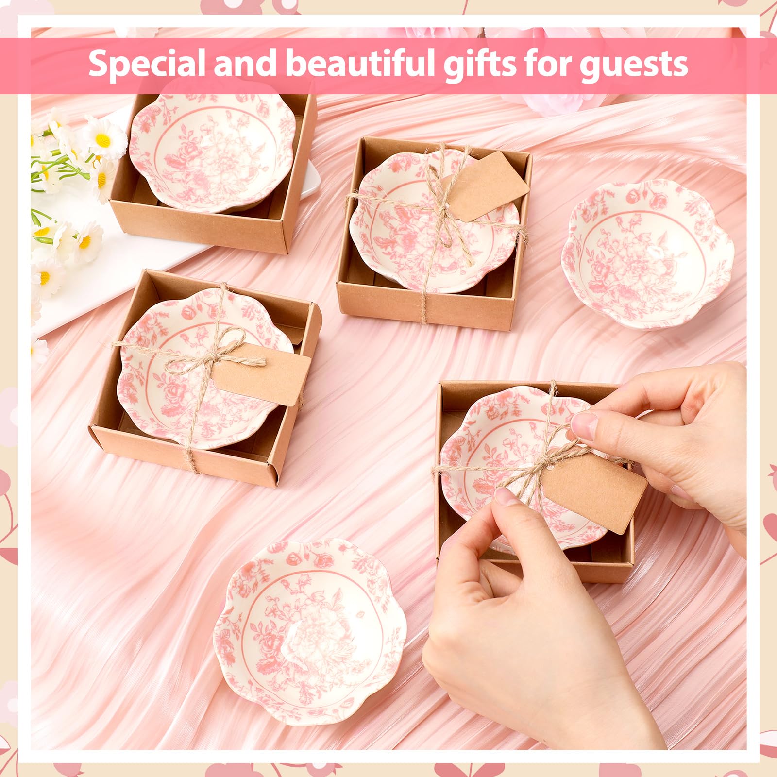 Condition photo showing New/Like New for silifine 24 pcs wedding favors for guests small ceramic bowl bulk gifts set 3.3 inch floral design m