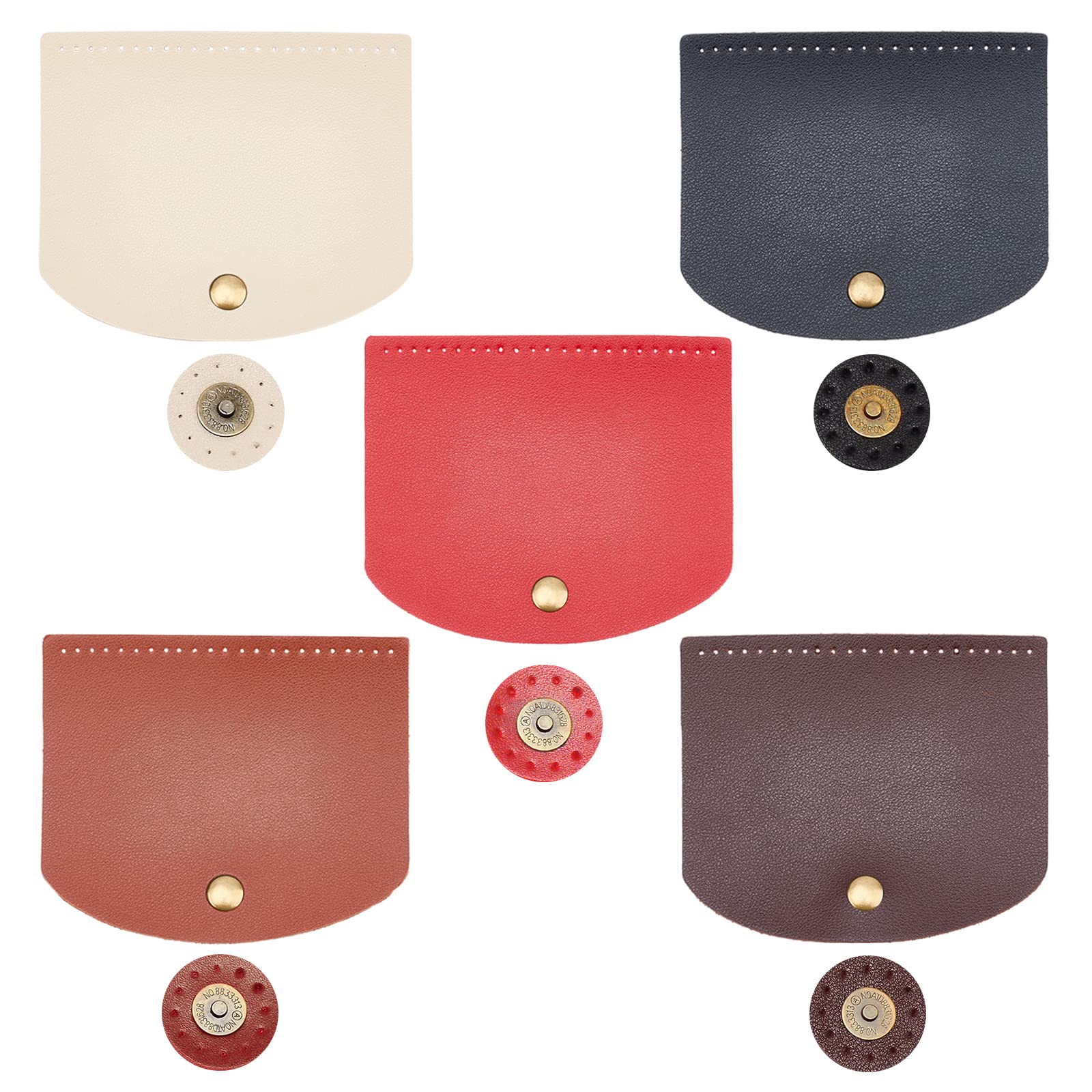 PandaHall 5-Color 4.7x4 Inch Rectangle Imitation Leather Sew-on PU, Tab Closure with Alloy Buckle for Handbag Making