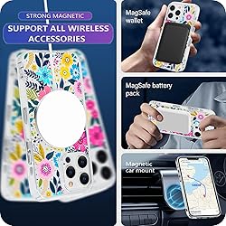 Tcaraersing for iPhone 15 Pro Magnetic Clear Flower