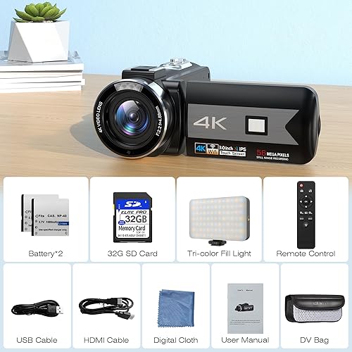 KOMERY 4K Video Camera Camcorder, 270° Rotation Touchscreen