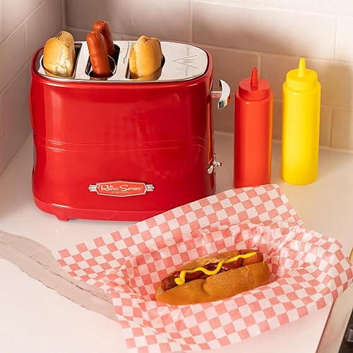 Nostalgia Slot Hot Dog and Bun Toaster with Mini Tongs, Retro Toaster,  Cooker that Works Chicken, Turkey, Ve
