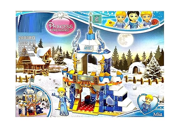 HALO NATION Happy Princess Dreamworlds Magic Castle with Block Set Toy for Kids and Girls( Snow Castle - 201 Blocks)