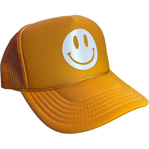 Generic White Happy Yellow Gold Hat 5 Panel High Crown