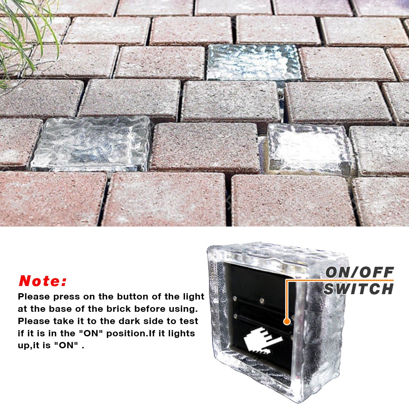 ELWEY Glass Brick Light with Solar Powered Light Sensor LED Cube Lamp for Garden, Patio & driveway Outdoor Decoration [Cool White]