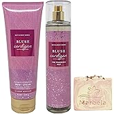 Bath & Body Works Blush Cardigan Body Cream and Fragrance Mist Duo Set with a Himalayan Salts Springs Bar Soap - Full Size