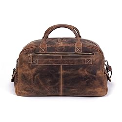 KomalC Leather Travel Duffel Bags for Men and Women