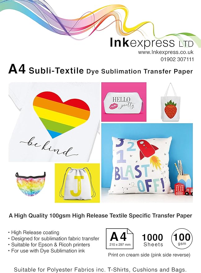 Ink Express SubliTextile High Release (HR) 100gsm Sublimation Paper