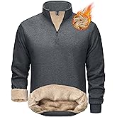 TACVASEN Men's Quarter Zip Fleece Pullover Sweatshirts Sherpa Lined Heavy weight Winter Shirts Thermal Warm Sweaters