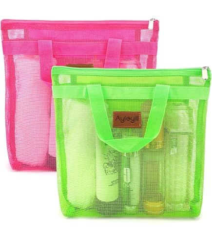 Panier De Douche En Maille Pour Dortoir, 7 Poches Et 1 Avec Fermeture éclair, Fourre-tout De Douche Avec Poignées Rembourrées, Panier De Douche De Voyage Portable, Idéal Pour La Chambre D'université