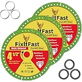 FixltFast 4 1/2 x 7/8 Inch Indestructible Multi-Material Diamond Cut Off Disc for Angle Grinders,Marble/Quartz/Stone/Tile/Metal/Plastic with 5/8" and 4/5" Washer - 3 Pack