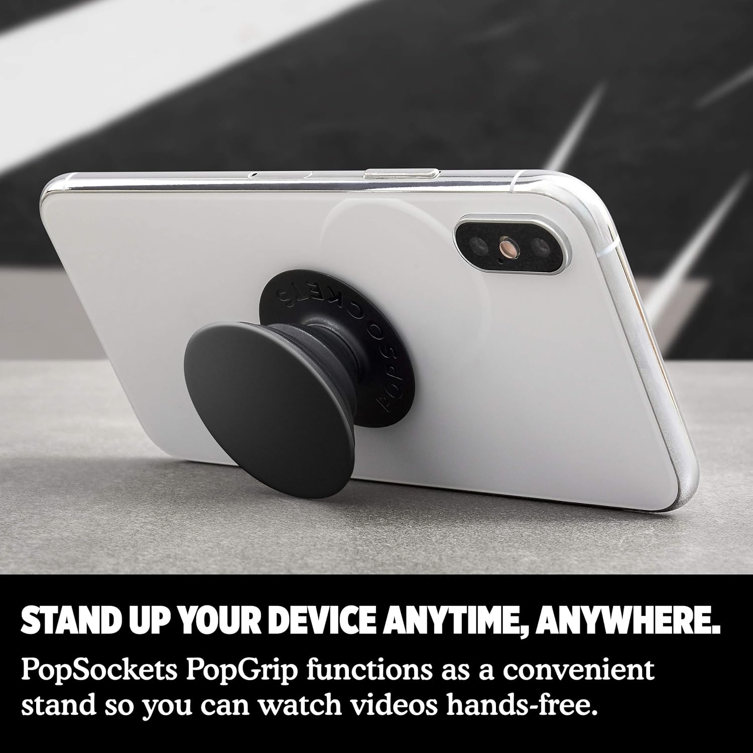 PopSockets: PopGrip with Swappable Top for Phones & Tablets - Aluminum Black