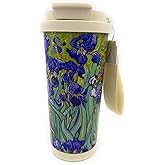 Steel Tumbler Irises Van Gogh Insulated Travel Mug 18 Ounce Stainless Steel Water Bottle with Lid and Hidden Straw Fashional Water Thermos Great Gift for Women