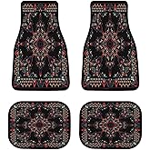 4 Piece Set Heavy Duty Protection Car Carpet Auto Accessories Front & Rear Universal Fit Car Truck - Paisley Bandana Cool Red Black Pattern Car Rug Carpet for Women Men