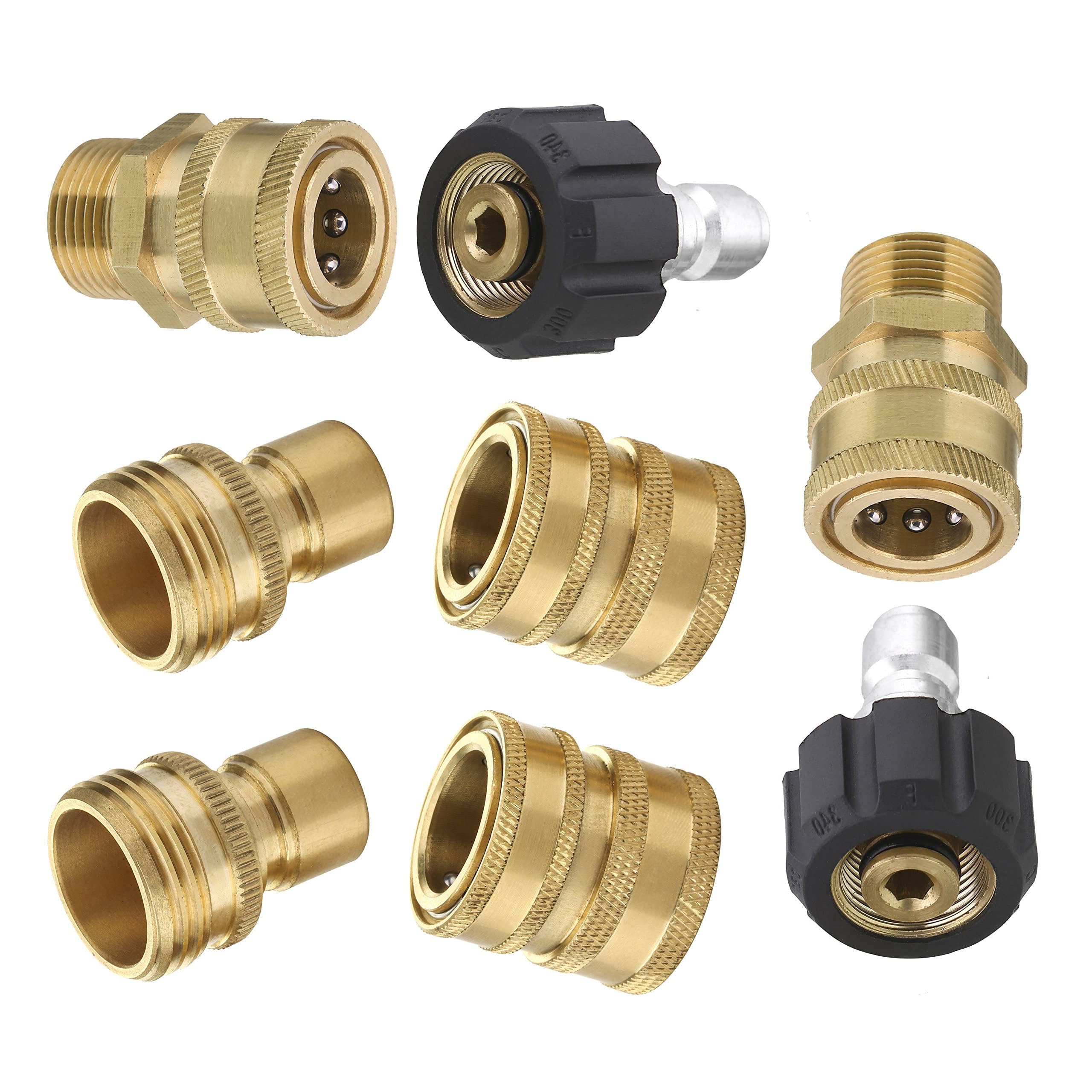 Unifizz Stainless Steel Pressure Washer Adapter Set, Quick Disconnect Kit, M22 Swivel to 3/8 Inch Quick Connect, 3/4 Inch to Quick Release, 8-Pack