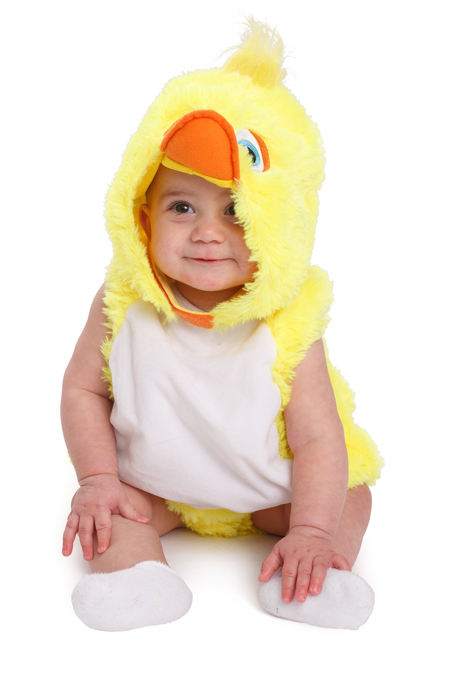 Dress Up America Baby Duck Costume - Infant & Toddler Plush Bubble Romper with Hood and Beak - Soft Yellow Animal Outfit for Boys & Girls - Halloween Dress Up & Role Play