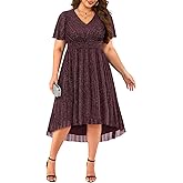 Women Plus Size Cocktail Dress - Wedding Guest Semi Formal Holiday Party Fall High Low Dresses