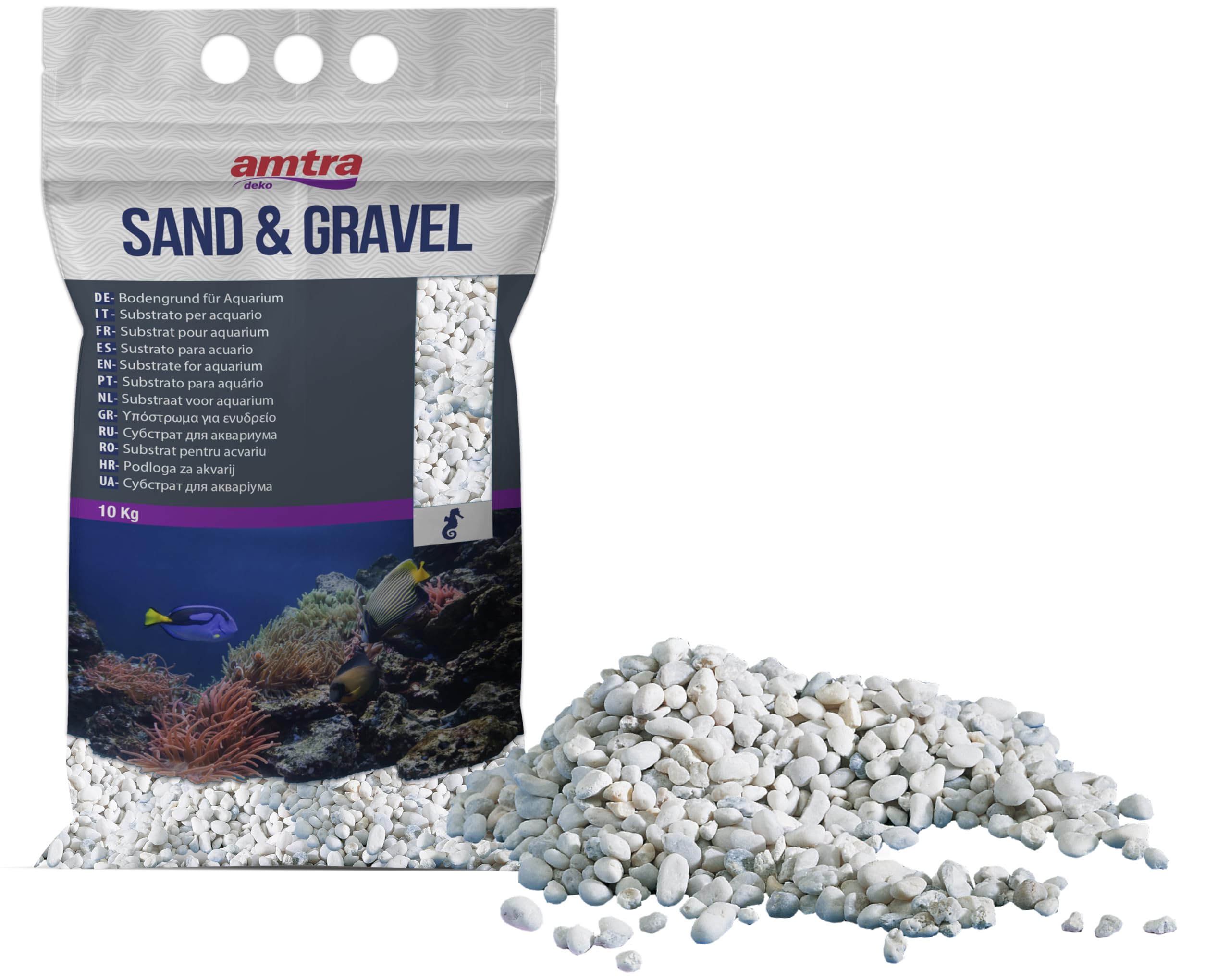 Croci Amtra Gravel Noa Aquarium Ornaments, Large, 10 kg,White