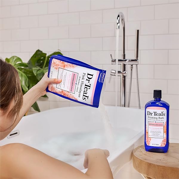 DR TEAL’S EPSOM SALT MAGNESIUM SOAK, RESTORE & REPLENISH WITH PINK HIMALAYAN SALT, 3 LBS