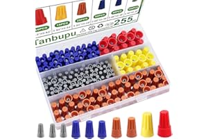Tanbupu 255PCS Electrical Wire Caps Wire Connectors Nuts Kit, 22-10AWG Insulating Insert Twist Wire Connectors with Spring, Screw on Terminals Assortment Set Quick Connection