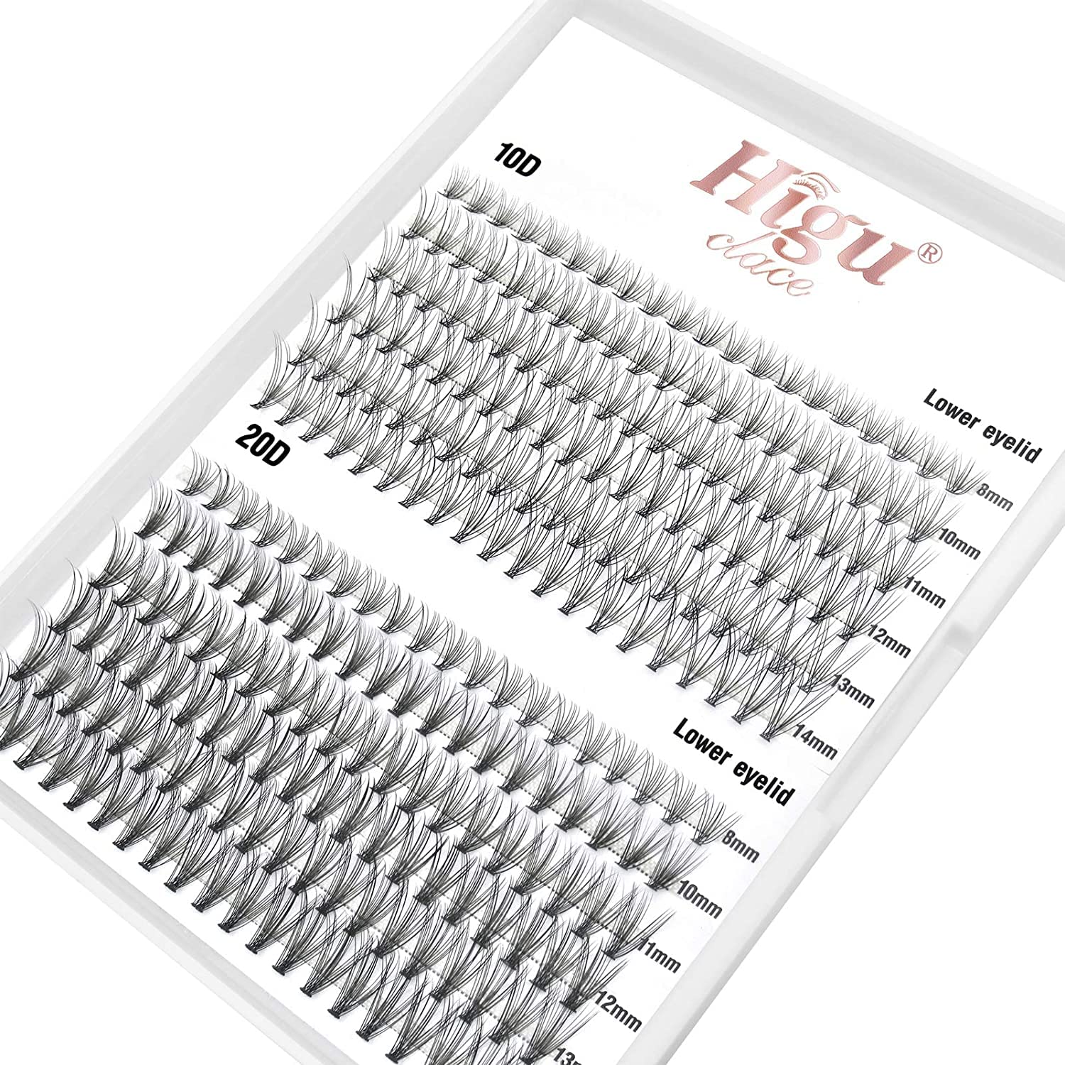 Individual Lashes D Curl 240Pcs 10D 20D Cluster Eyelash Extensions Bottom Lashes False Eyelashes Clusters Mini Eyelashes Cluster DIY Eyelash Extensions at Home (10D/20D D 8-14) — image 1