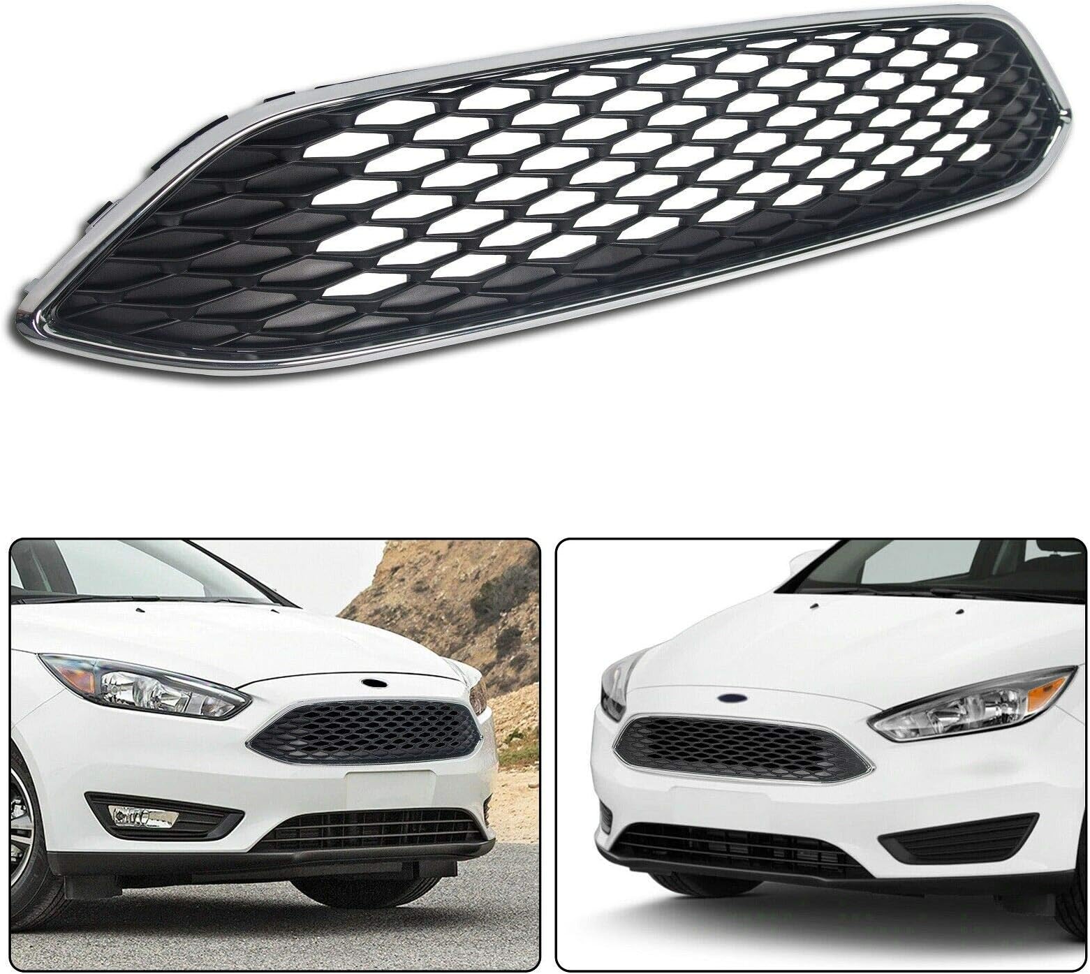 Front Bumper Upper Center Grille Mesh Grill For 2015-2018 Ford Focus