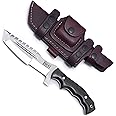 GCS Handmade D2 steel Hunting Knife G10 Handle Fixed Blade Knife Right Hand Scout Carry Buffalo leather Sheath and Sharpening Stone for Hunting Camping Survival and EDC