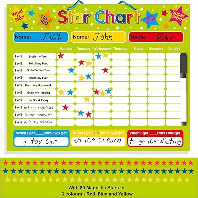 Fridge Magic Magnetic Reward Star Chart 40x30cm Behaviour Task Chore Visual
