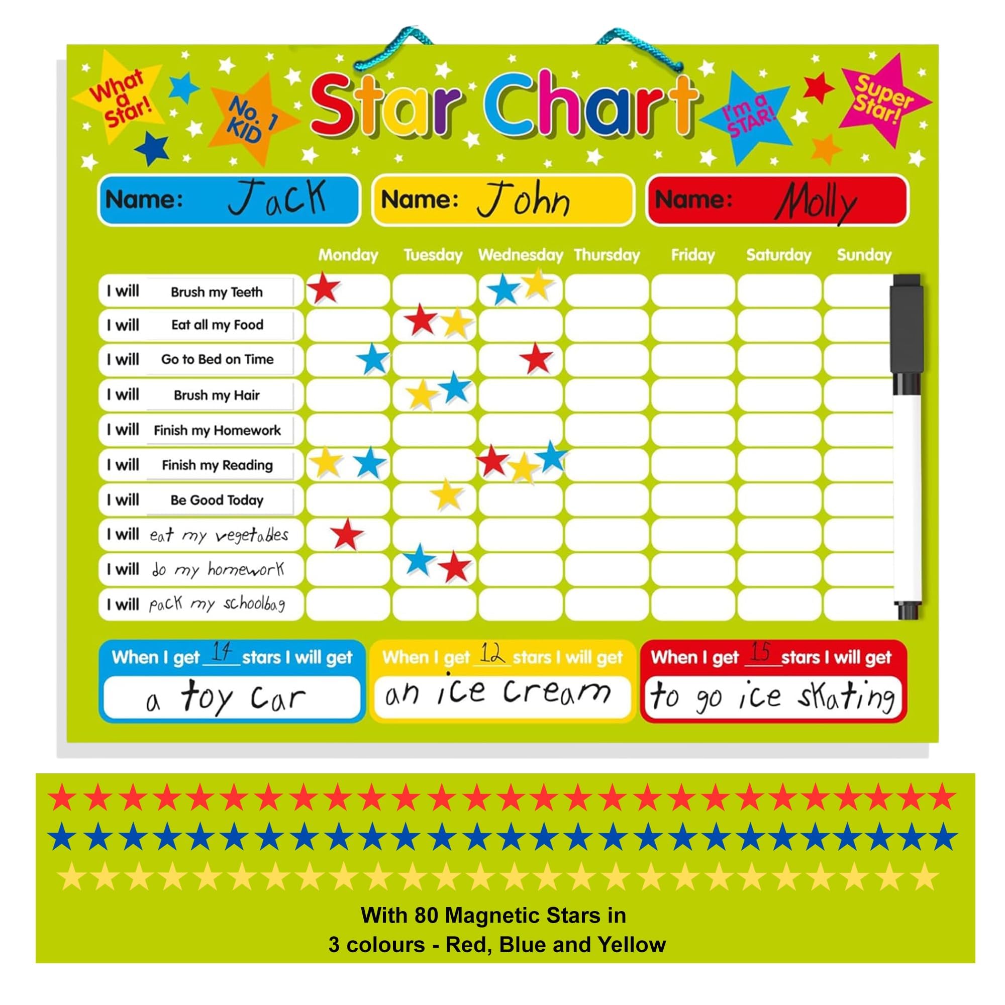 Multi-Purpose Magnetic Reward Star Chart - Durable 40x30cm Board for Behaviour & Task Tracking — image 1