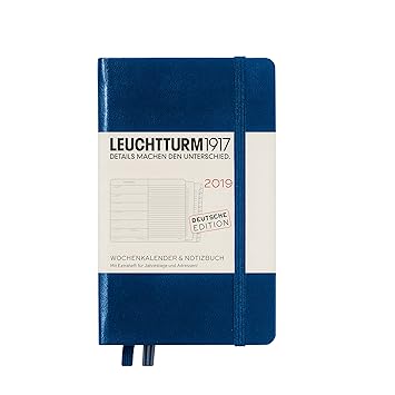 Leuchtturm1917 357726 Calendario semanal y cuaderno 2019, Alemán, Pocket (A6), color azul marino
