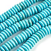 Craftdady 80Pcs 10mm Natural Turquoise Heishi Coin Disc Stone Beads Flat Round Disk Gemstone Loose Beads for Jewelry Craft Necklace Bracelet Making Hole: 1mm