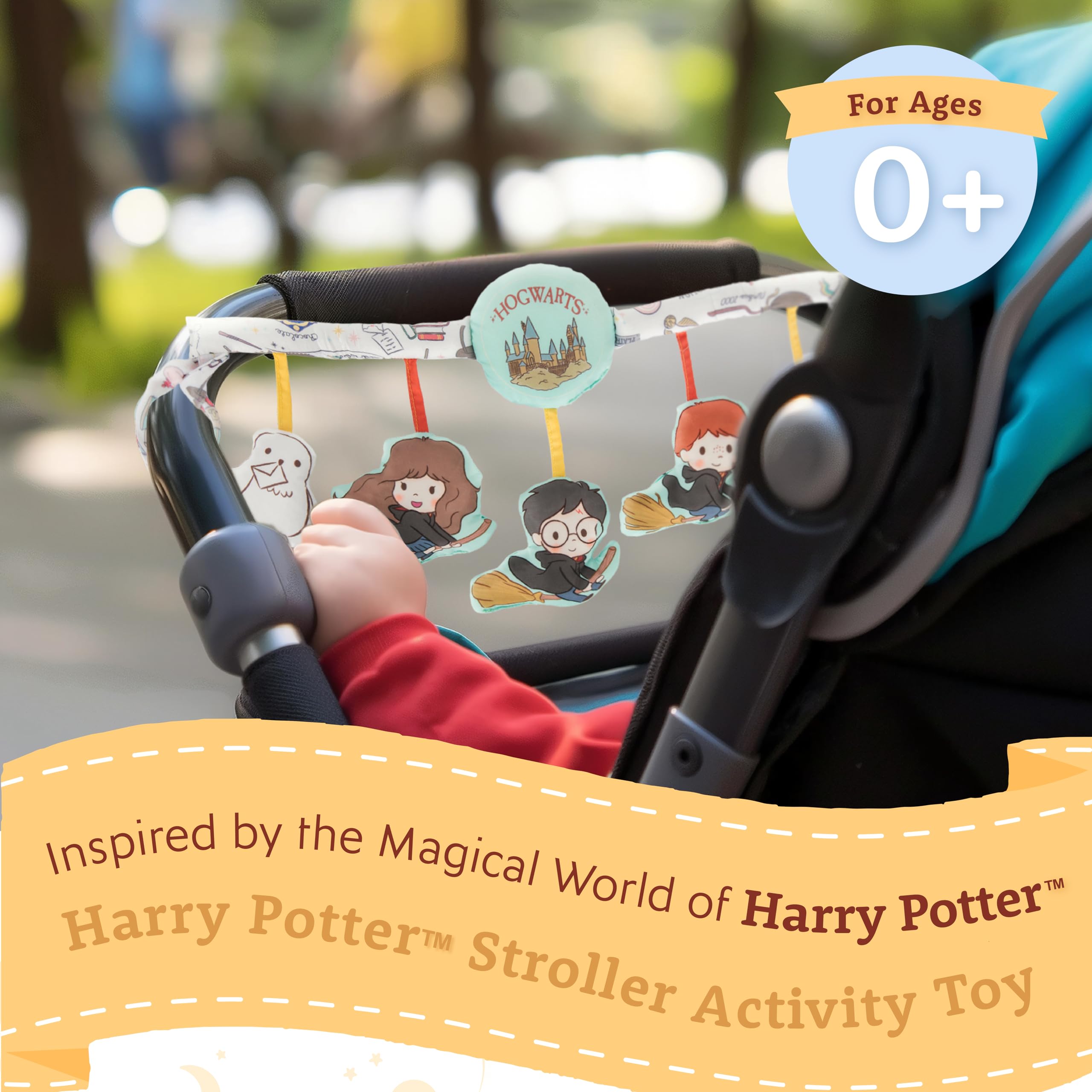 KIDS PREFERRED Harry Potter Stroller Activity Toy with Crinkle, Mirror, and Tactile Features – Fits Most Strollers