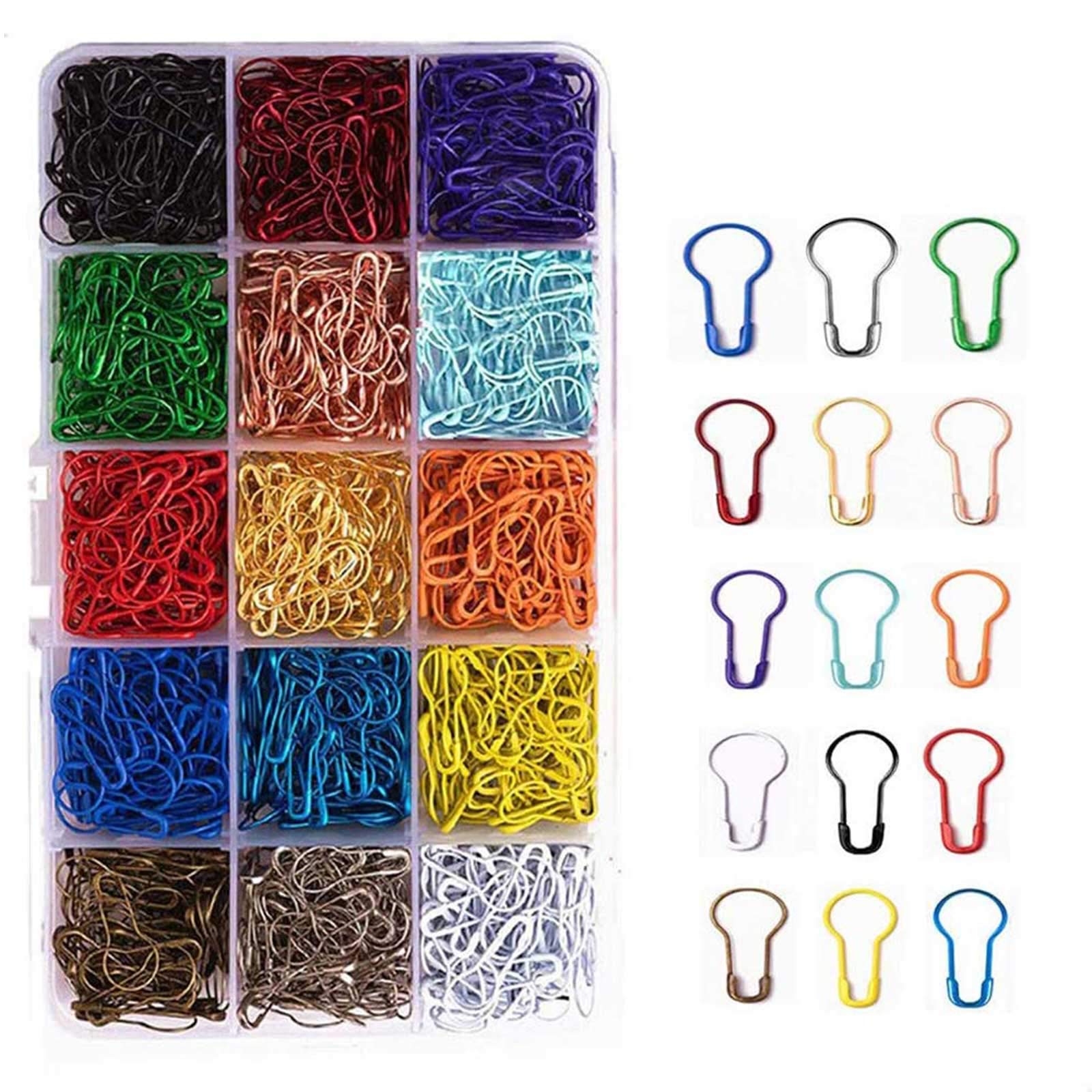 750 Pcs Bulb Safety Pins - 15 Colors Assorted Metal Gourd Pins, Small Calabash Clothing Tag Pins, Bulb Stitch Markers With Box for DIY Sewing Craft Knitting