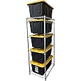 Bin Storage Rack with 5-Pack 27 Gallon Storage Totes – Holiday Decoration Organization, Declutter, NSF Certified, Zinc Plated, Heavy Duty Metal for Garage or Workspace, Steel, 31″ x 23″ x 72″