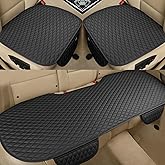 West Llama Pu Leather Car Seat Bottom Covers Protectors Include 1 Pair Front Driver Seat Pad Mat and 1 Rear Bench Cover Universal Fit 90% Vehicles,Black