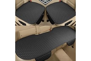 West Llama Pu Leather Car Seat Bottom Covers Protectors Include 1 Pair Front Driver Seat Pad Mat and 1 Rear Bench Cover Universal Fit 90% Vehicles,Black