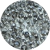 Tingoons 250 PCS 6mm Crystal Glass Beads AB Color Faceted Beads Briolette Rondelle Beads Loose Spacer Beads for DIY Handcrafte Jewelry Making Bracelet Necklace Earring (Transparent Gray)