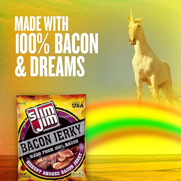 SLIM JIM SMOKED BACON JERKY, HICKORY FLAVOR, 10G PROTEIN PER SERVING, 2.75 OZ. (1 COUNT)