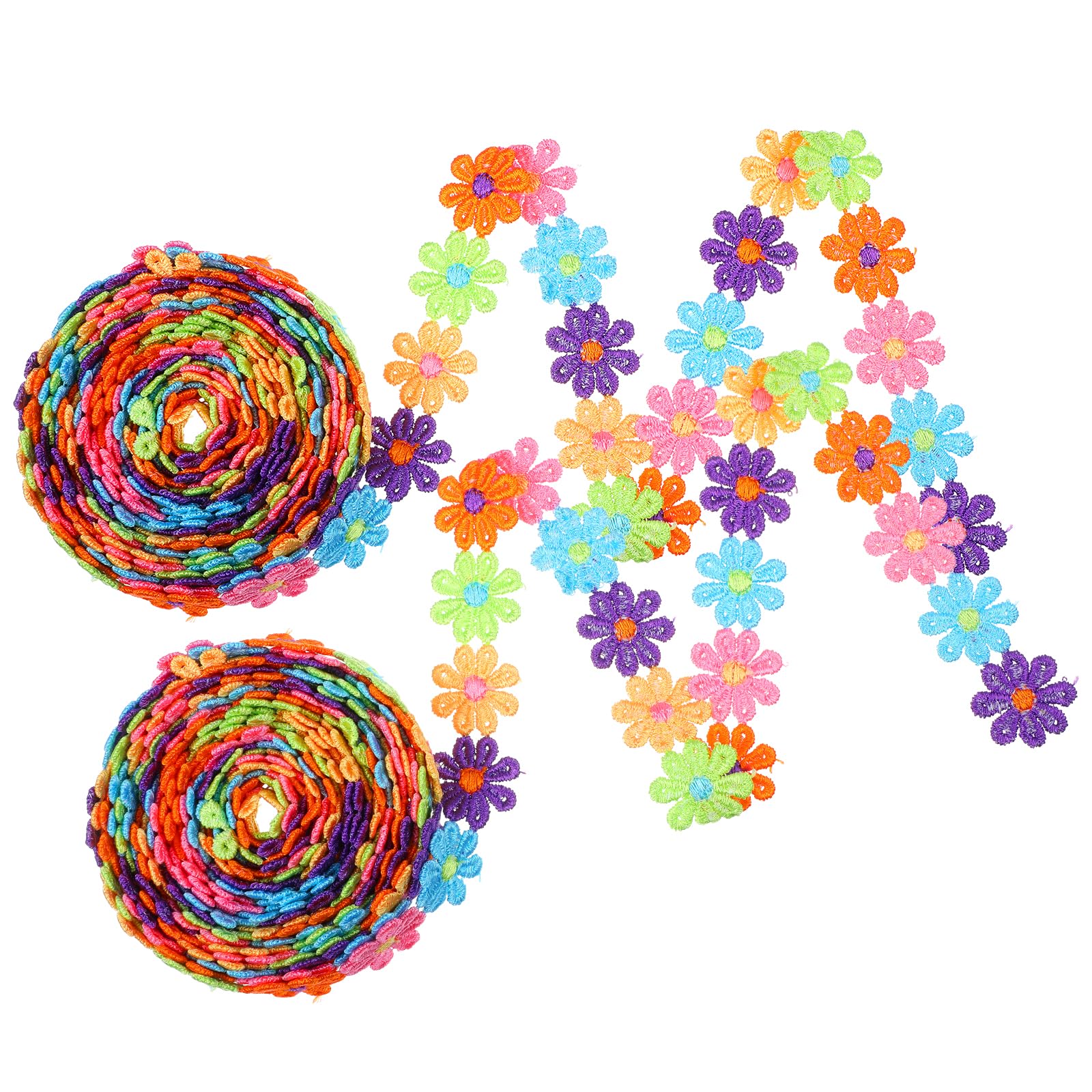 Photo 1 of 10 Yard Lace Trim, 2.8cm Wide Daisy Flower Embroidered DIY Handmade Patchwork Daisy Ribbon Sewing Supplies Crafts Colorful